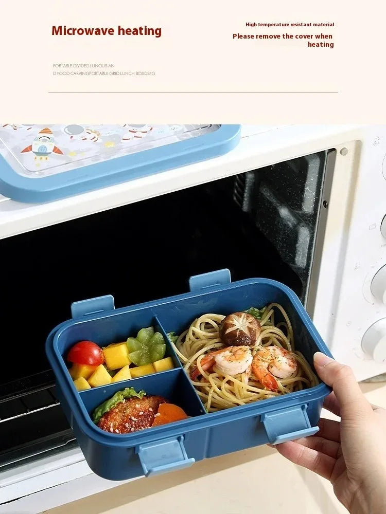 1000/1350ml Cartoon Lunch Box Leakproof Bento Container with Soup Bowl Portable Food Storage Box