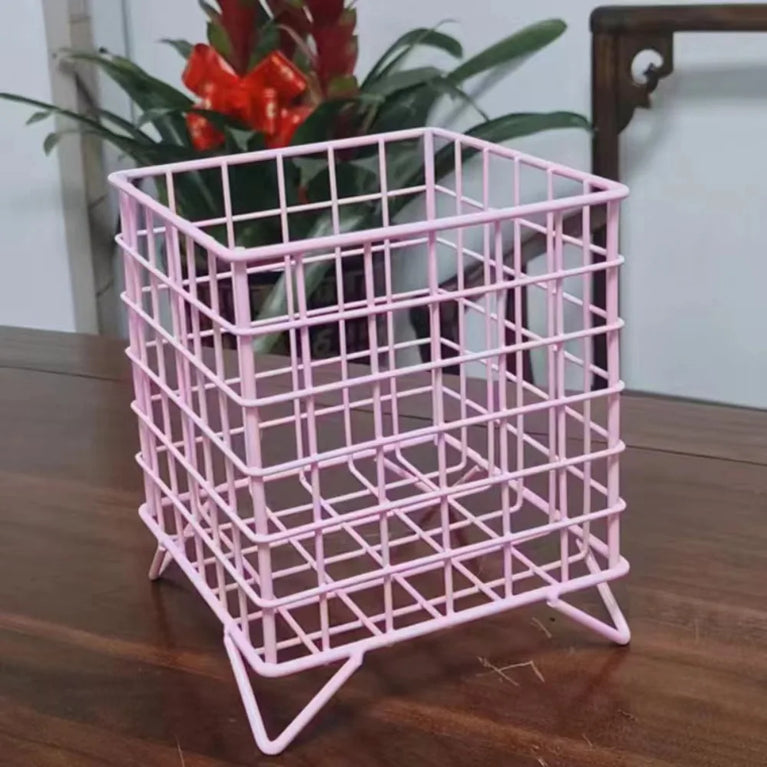 Metal Square Desktop Basket | Creative Iron Stationery & Makeup Organiser