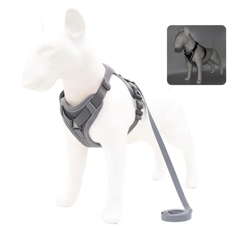 LED Light Reflective Dog Harness Vest With Leash Adjustable Pet Set