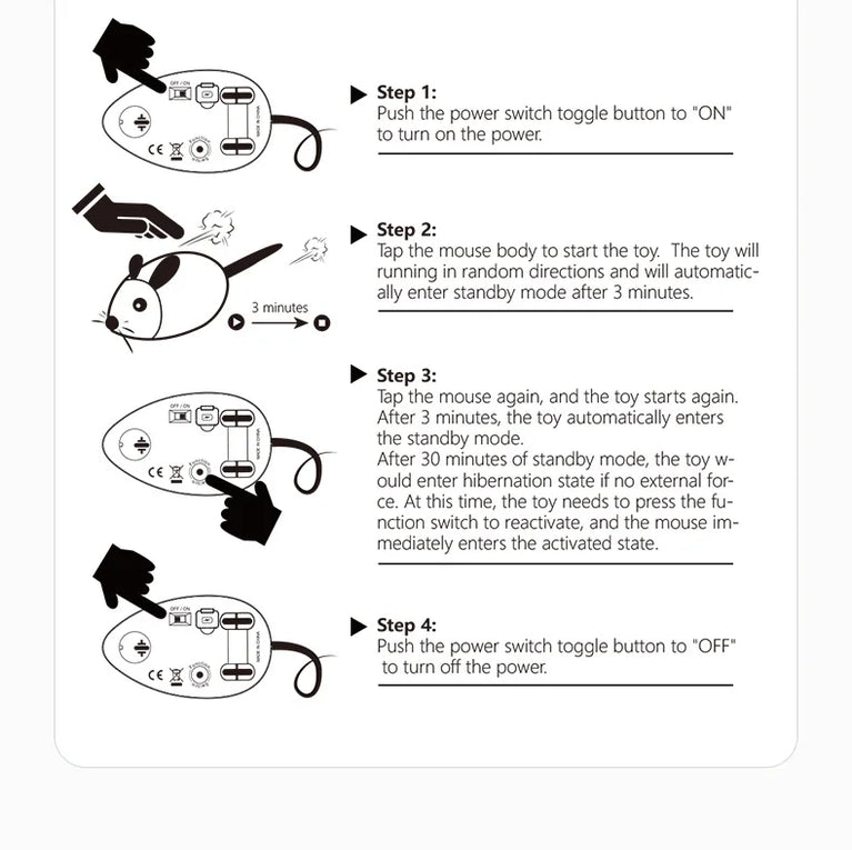 Rechargeable Motion Mouse Cat Toy Automatic Tail Wagging Interactive Sound Moving Pet Toy