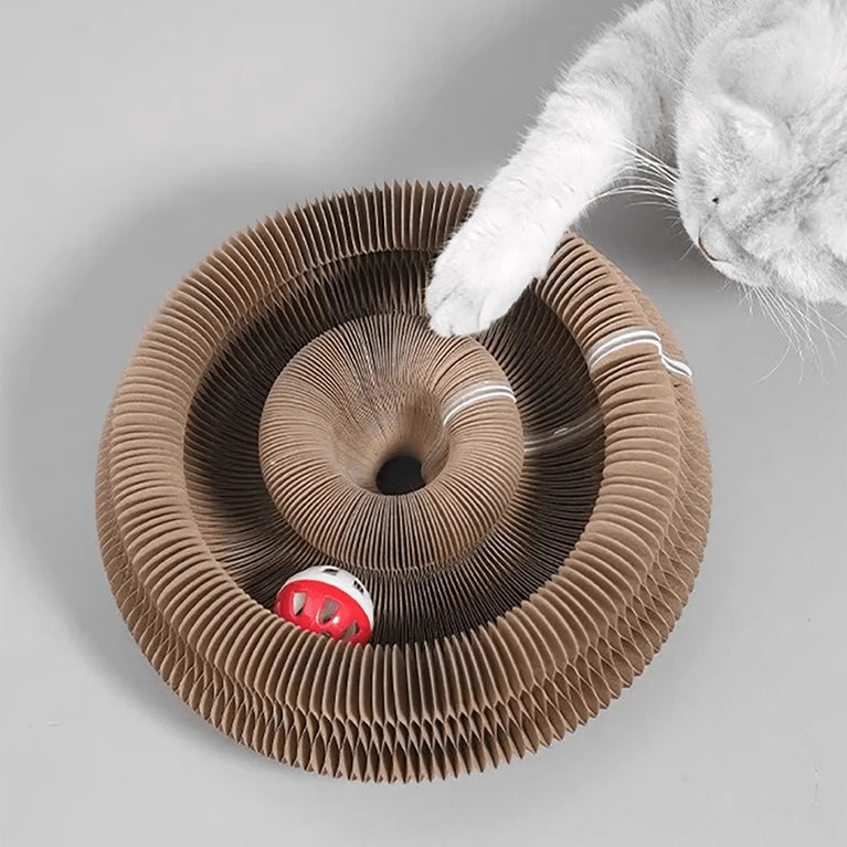 Foldable Cat Scratcher with Bell & Catnip Multi Level Toy Kit