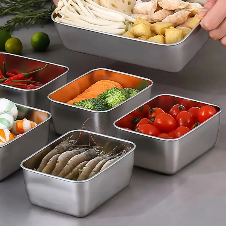 6-Piece Stainless Steel Food Containers with Lids Stackable Set