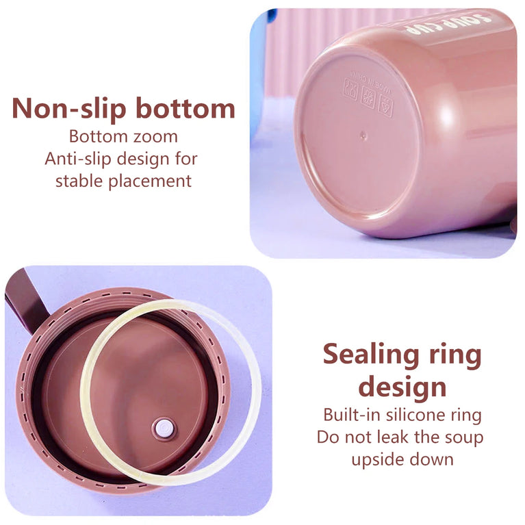 304 Stainless Steel Thermo Soup Cup 530ml 480ml Leakproof Vacuum Insulated Jar