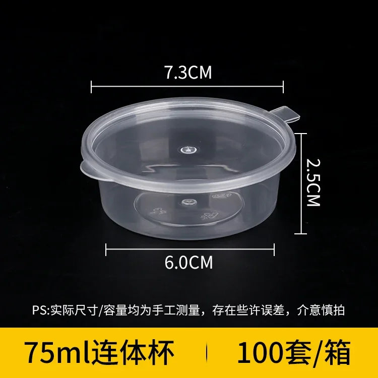 100pcs Disposable Sauce Takeaway Packaging Box Round Sealed Containers With Lid for Chili Oil