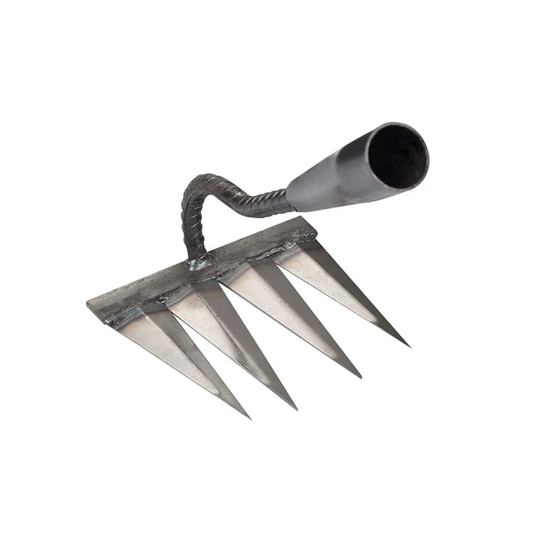 5-8 Teeth Iron Garden Weeding Hoe Rake Soil Loosening Farm Tool