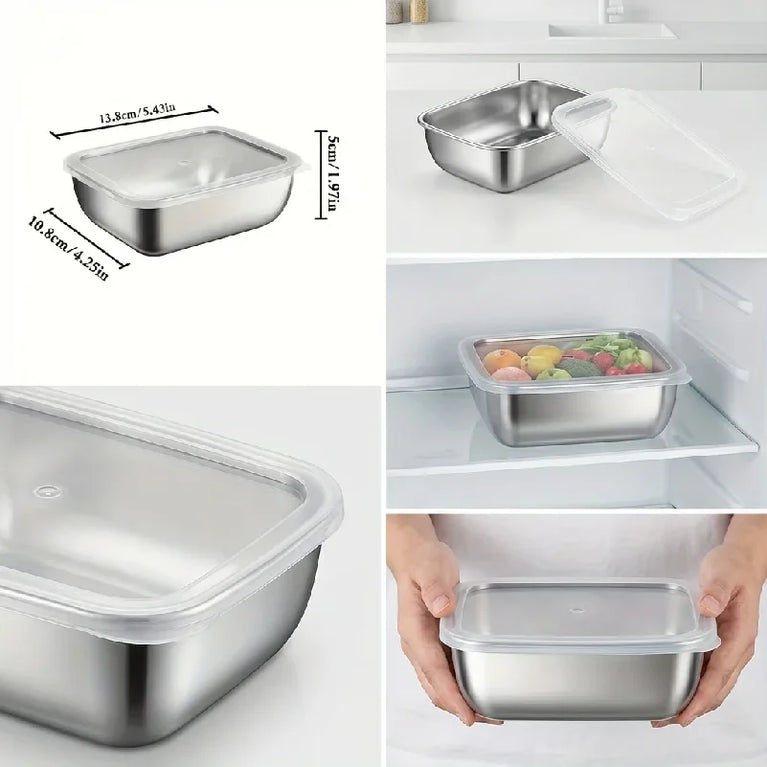 5PCS Stainless Steel Food Storage Containers Stackable Meal Prep Set