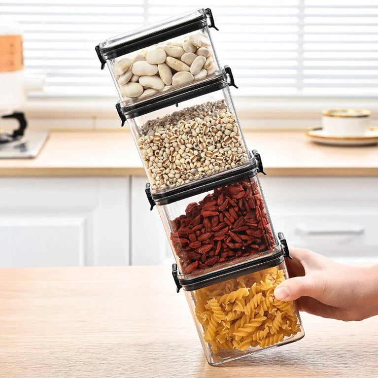 Plastic Food Containers with Lids Large Capacity Airtight Storage Jars
