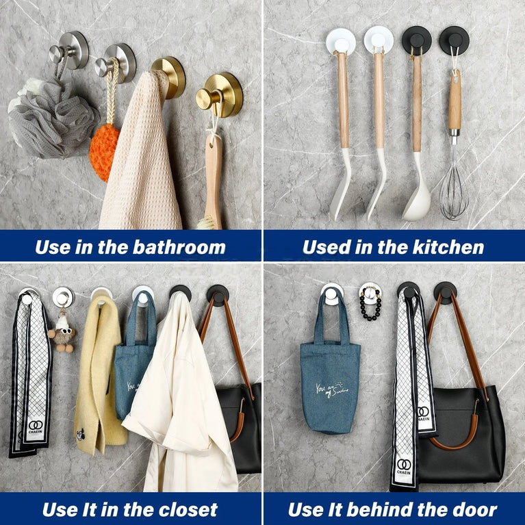 Vacuum Suction Cup Hook Punch Free Stainless Steel Wall Hanger