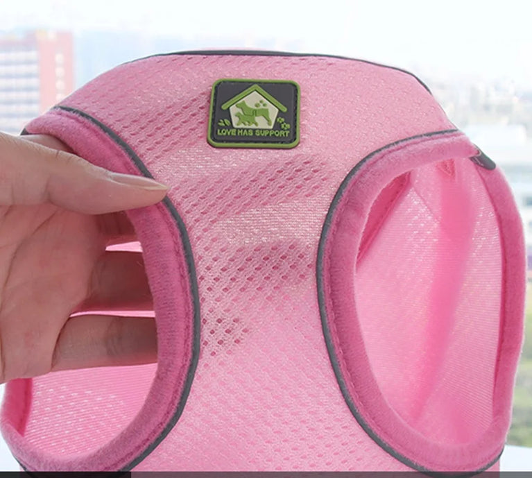 Reflective Breathable Mesh Puppy Dog Harness And Leash Set No Pull Vest