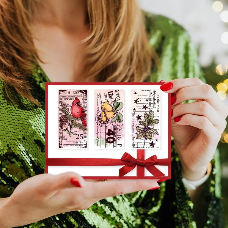 Retro Christmas Label Clear Stamps | Vintage Silicone Seals for Scrapbooking