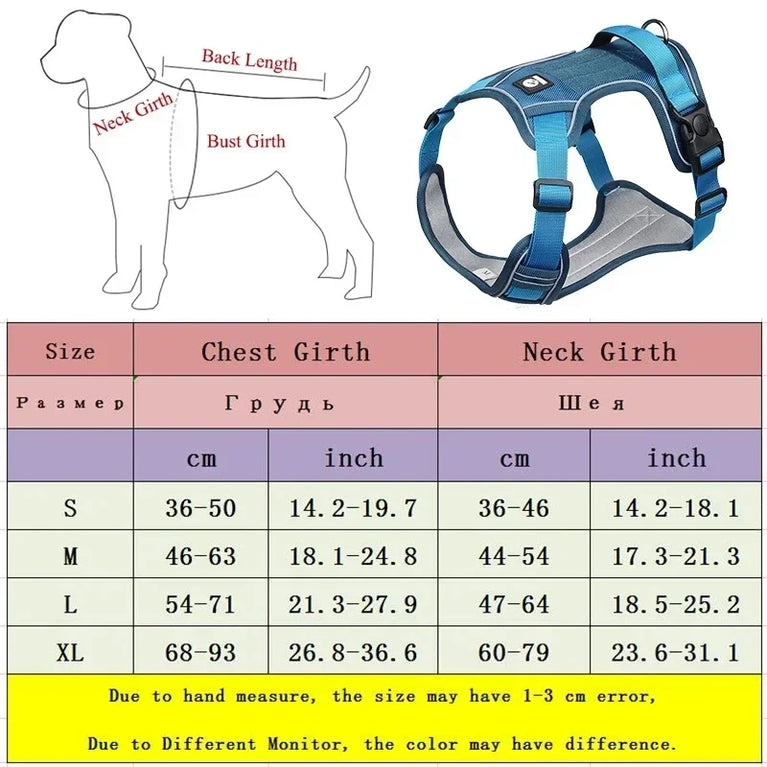 Reflective Tactical Dog Harness Vest Waterproof Oxford Durable Adjustable Large Dog Harness
