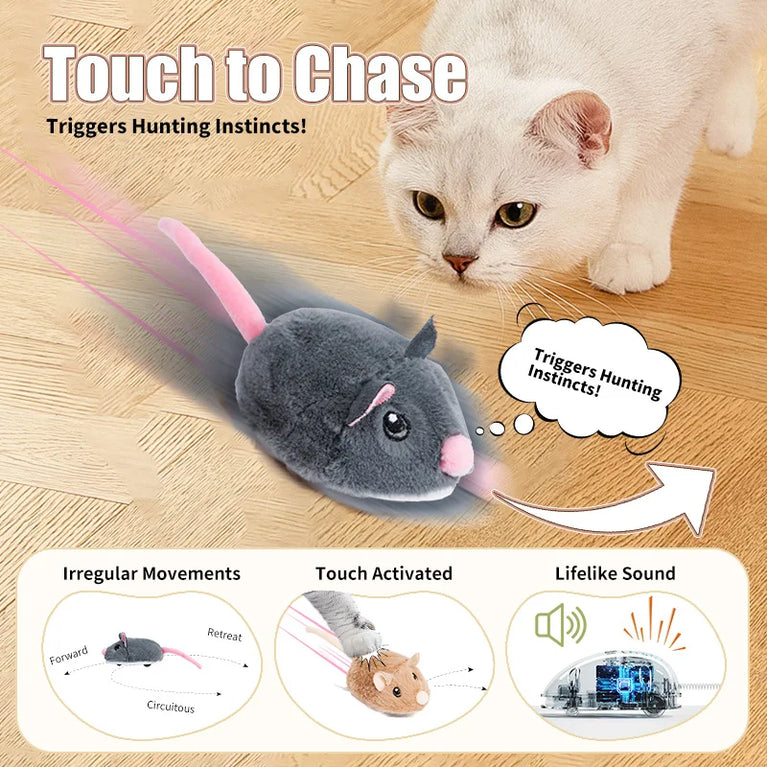 Electric Interactive Mouse Cat Toys Funny Plush Smart Movement Toy