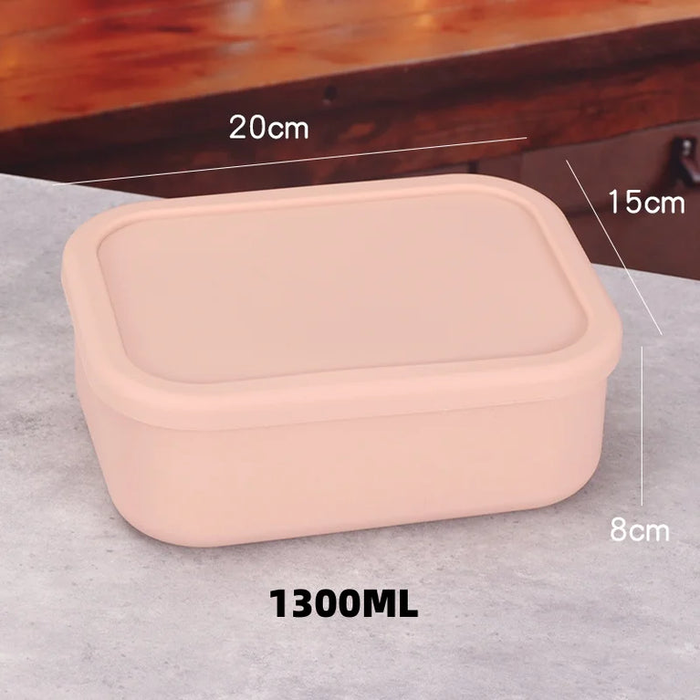 Silicone Bento Box Rectangle Leak-Proof Microwave Safe Lunch Container Portable Food Storage