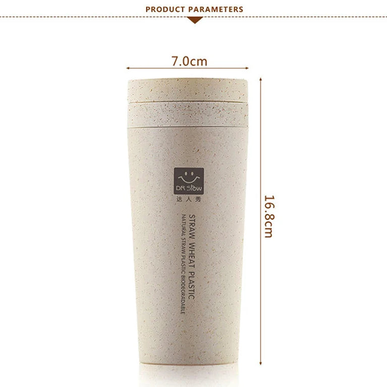 Portable 300ml Wheat Fiber Double Layer Thermal Travel Mug Eco Friendly Water Cup