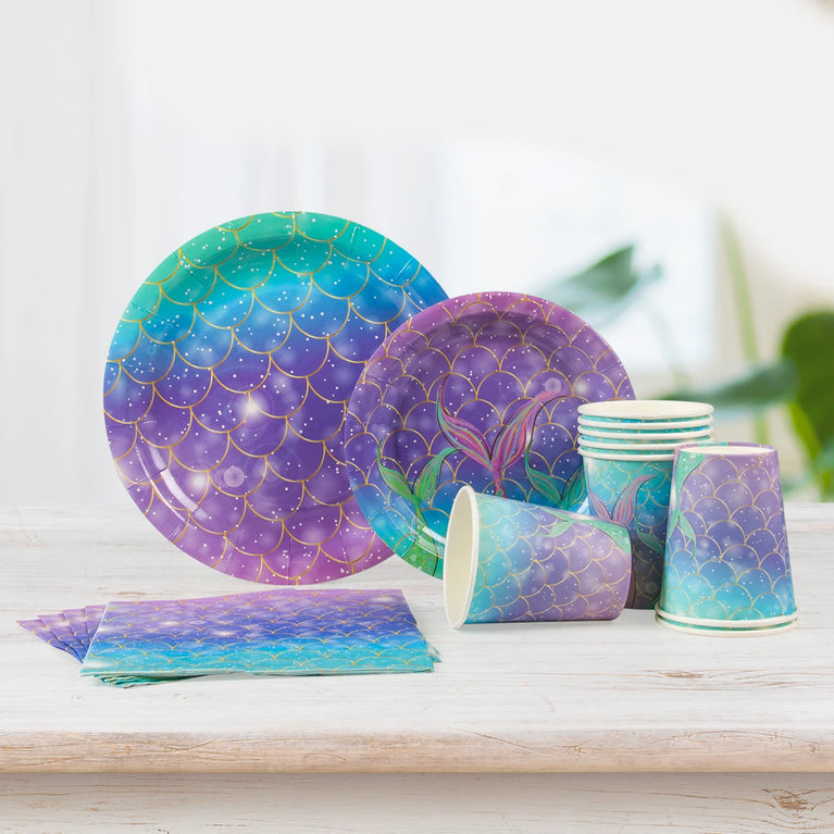 Mermaid Princess Birthday Party Set | Enchanting Disposable Tableware