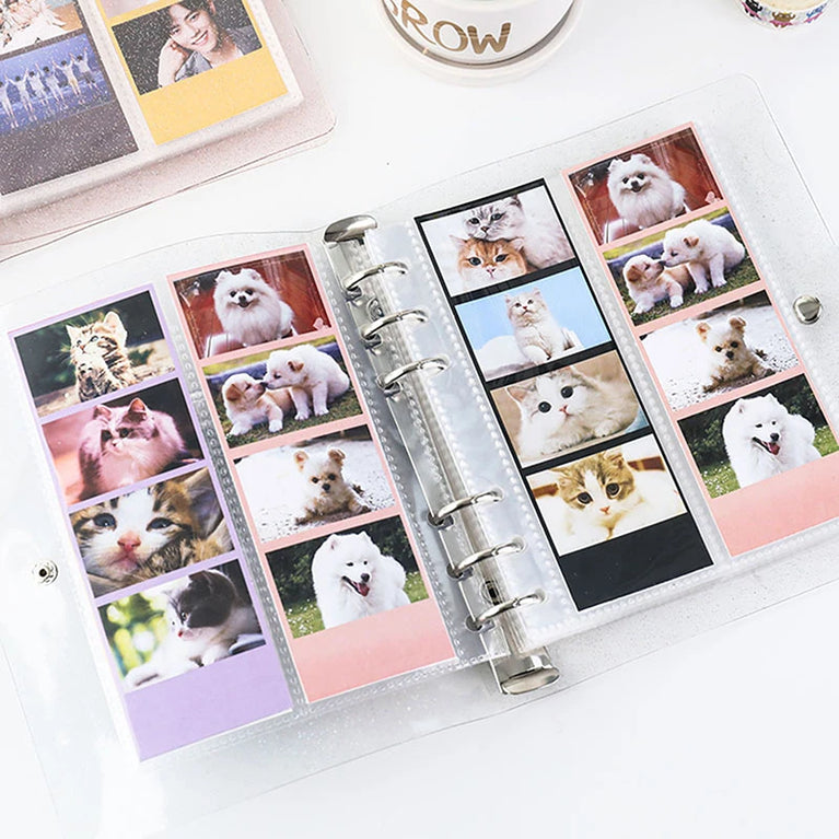 A6 Glitter Photocard Binder | 100-Capacity 2x6 Inch Photo Strip & Bookmark Album