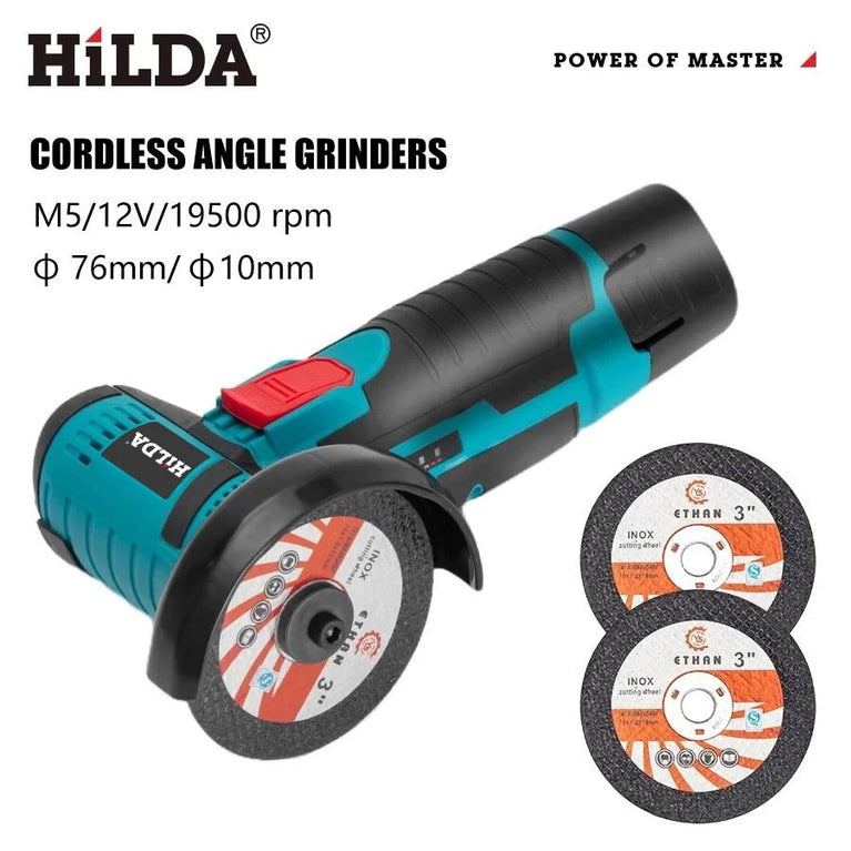 12V 3-Inch Mini Lithium Angle Grinder | Compact Cordless Polishing & Cutting Machine