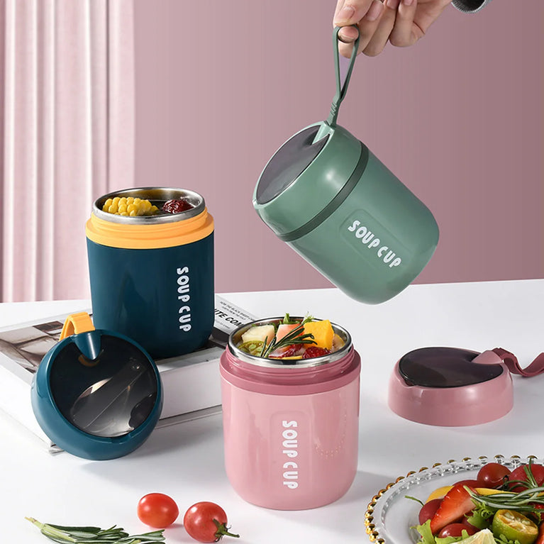 304 Stainless Steel Thermo Soup Cup 530ml 480ml Leakproof Vacuum Insulated Jar