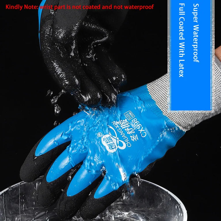 Super Grip Rubber Coated Waterproof Gardening Gloves Anti Slip Work