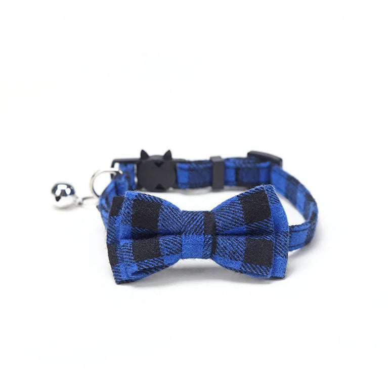 Pet Breakaway Cat Collar Bow Tie Bell Cute Plaid Adjustable