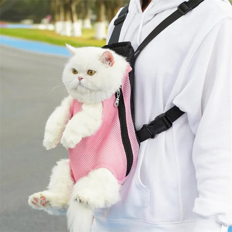 Portable Pet Mesh Backpack | Dual-Shoulder Outdoor Travel Carrier