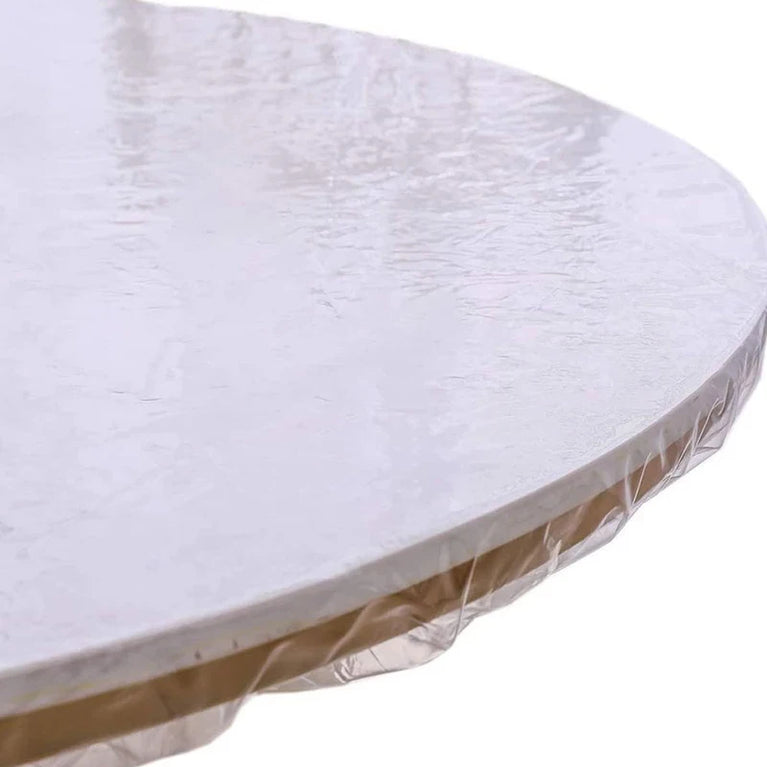 Disposable Fitted Round Tablecloths | Transparent Waterproof Protection