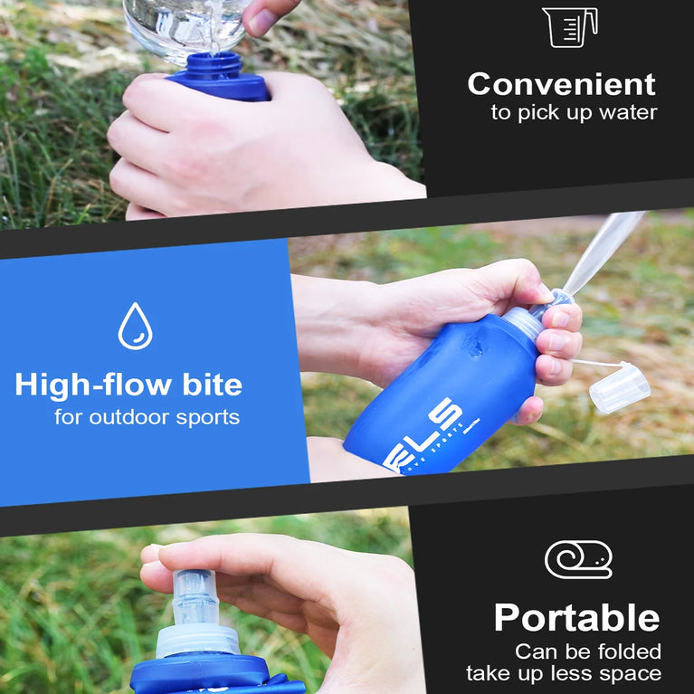 Collapsible TPU Soft Hydration Sport Water Bottle Flask Outdoor Use