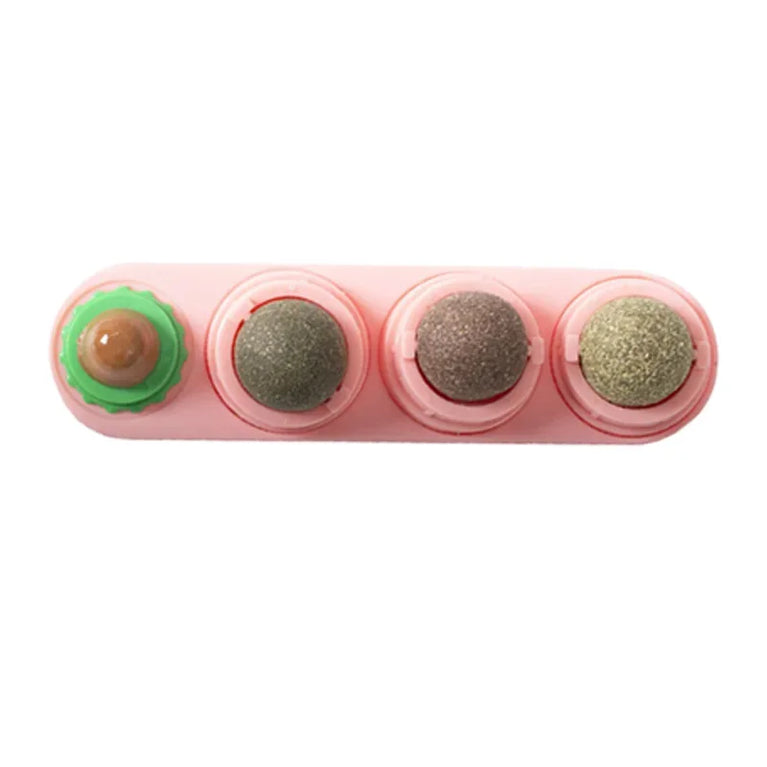 4 in 1 Rotating Catnip Silver Vine Ball Wall Stick Toy Kit