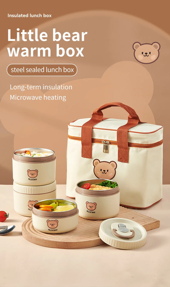 304 Stainless Steel Thermal Bento Lunch Box Leakproof Insulated Food Container