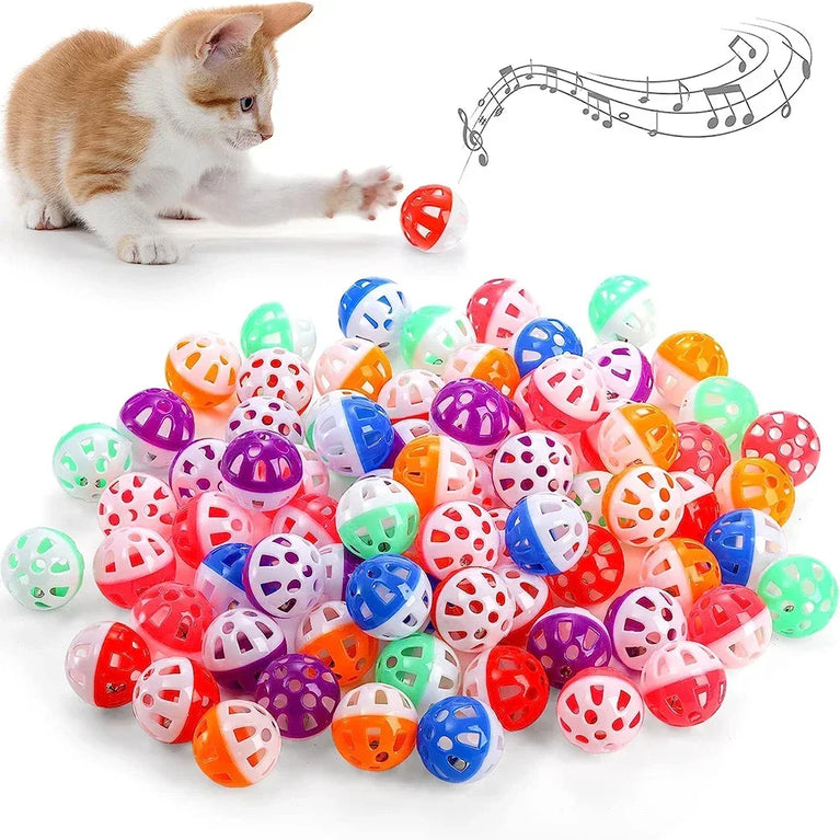 Cat Interactive Jingle Ball Plastic Cat Toys with Bell Chase Play Pet Toy Set