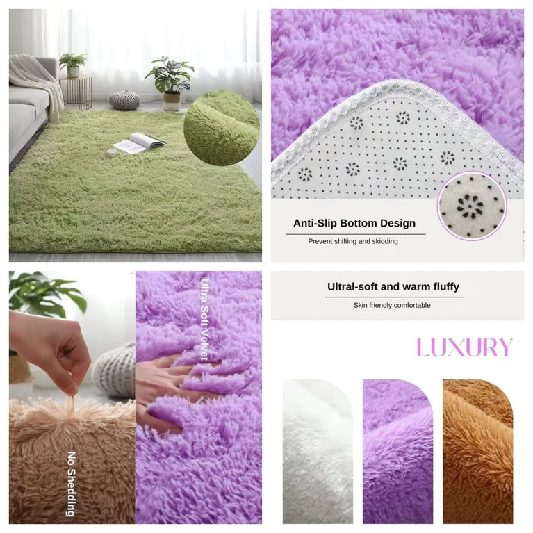 Fluffy Non-Slip Washable Area Rugs for Living Room and Bedroom