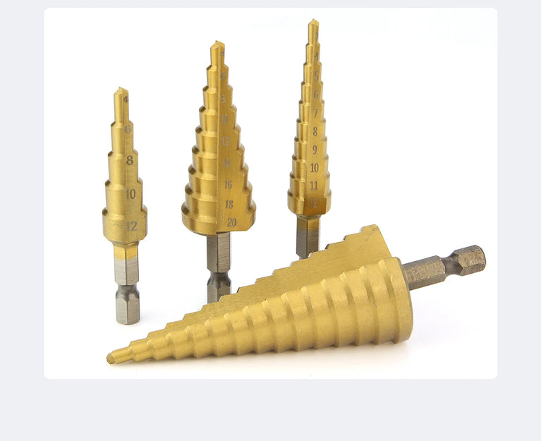 Titanium Step Drill Bit Set | High-Speed Stepped Conical Stage Drills