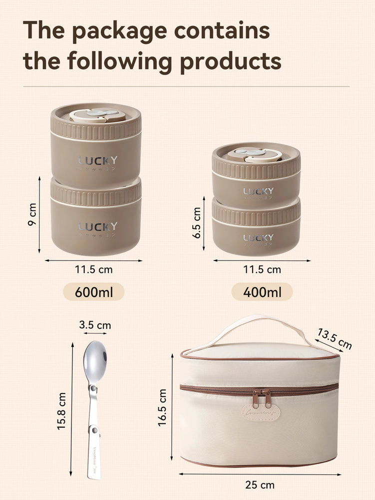 Bento Lunch Box Set Portable Keep Warm Insulated Stainless Steel Thermal Food Container Bag