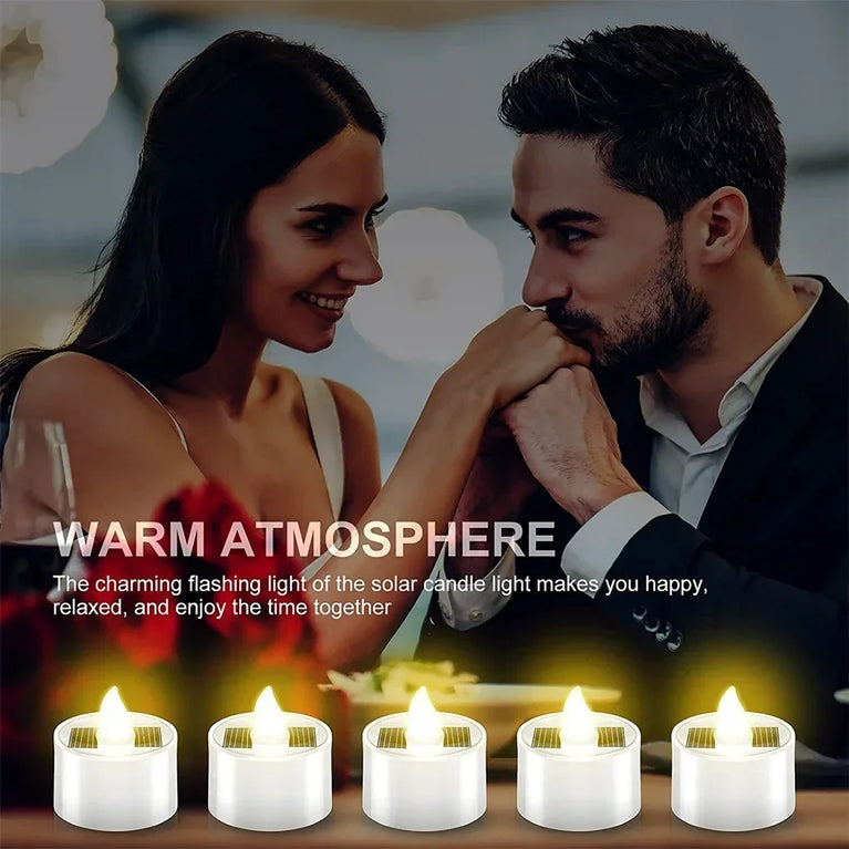 Solar LED Flameless Tea Lights | 10-Piece Waterproof Outdoor Rechargeable Candles