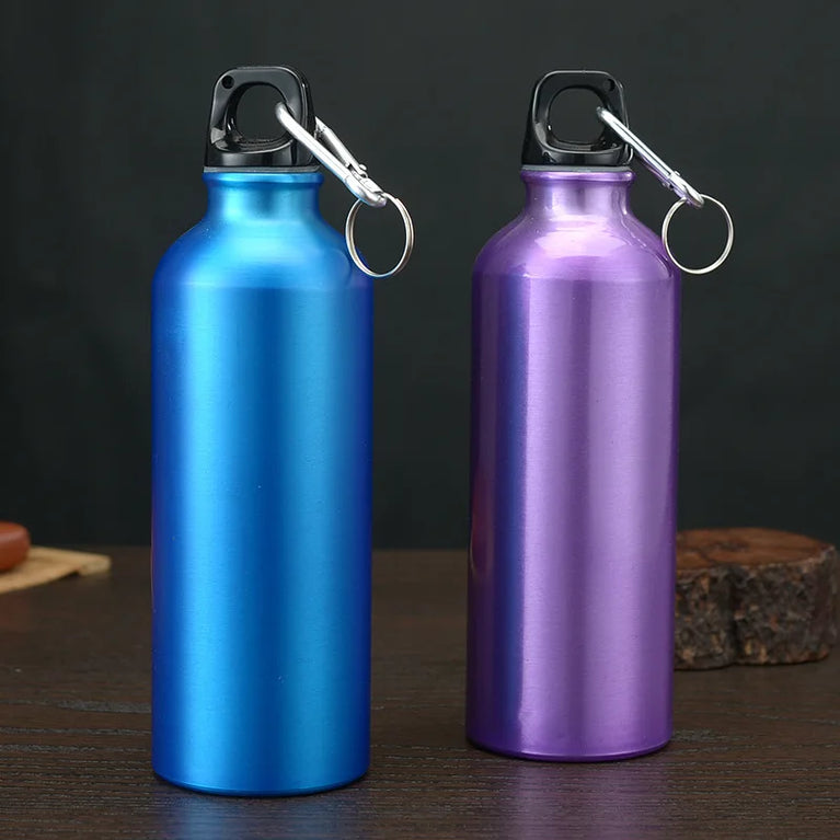 500ml Aluminum Sports Mountaineering Water Bottle Lightweight Hook Lid Outdoor Climbing Flask Kettle