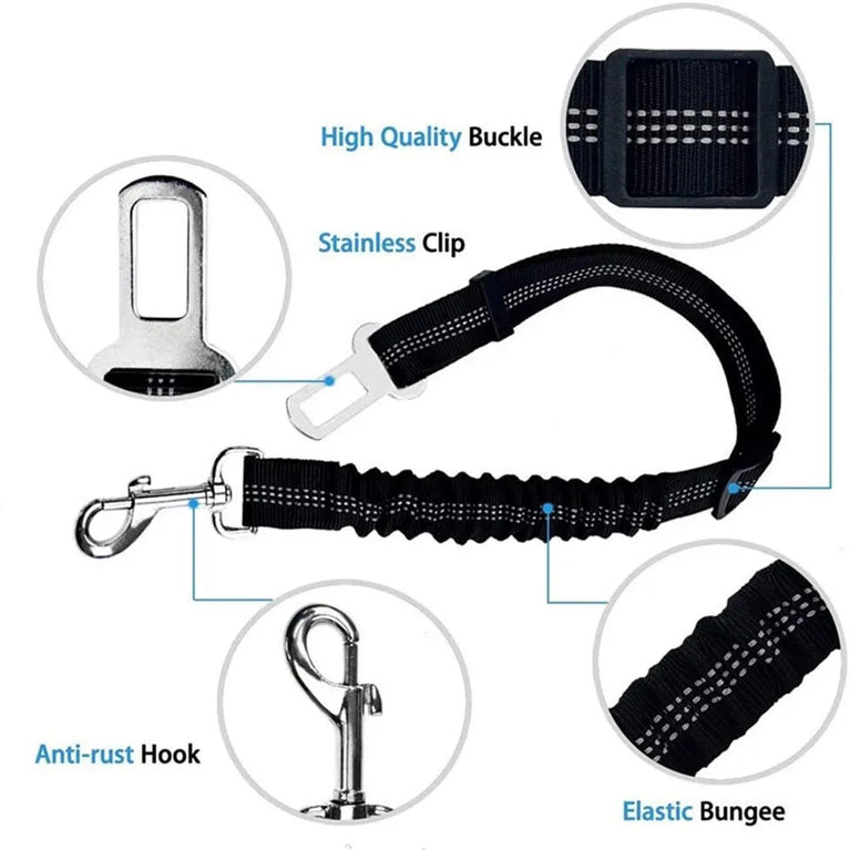 Adjustable Reflective Dog Car Seat Belt Harness With Lights Safety Travel Belt