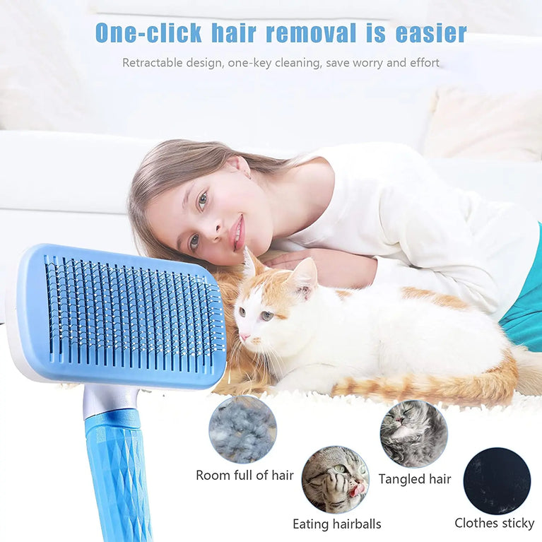 Stainless Steel Pet Grooming Brush | Pro Hair Remover & Comb