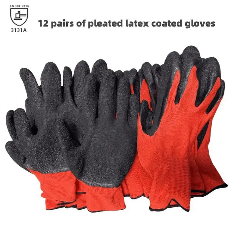 Crinkle Latex Coated Work Gloves Lightweight Grip Gardening Protection