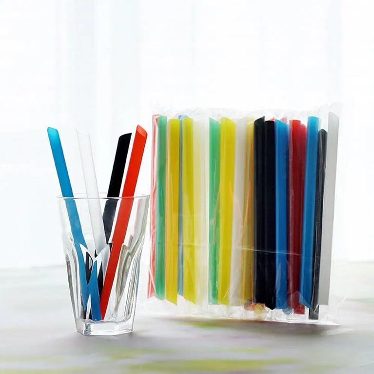 50PCS Jumbo Colored Bubble Tea Straws 19cm Disposable Use