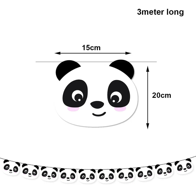 Panda Birthday Party Disposable Tableware Set Plates Cups Napkins Banner Decor