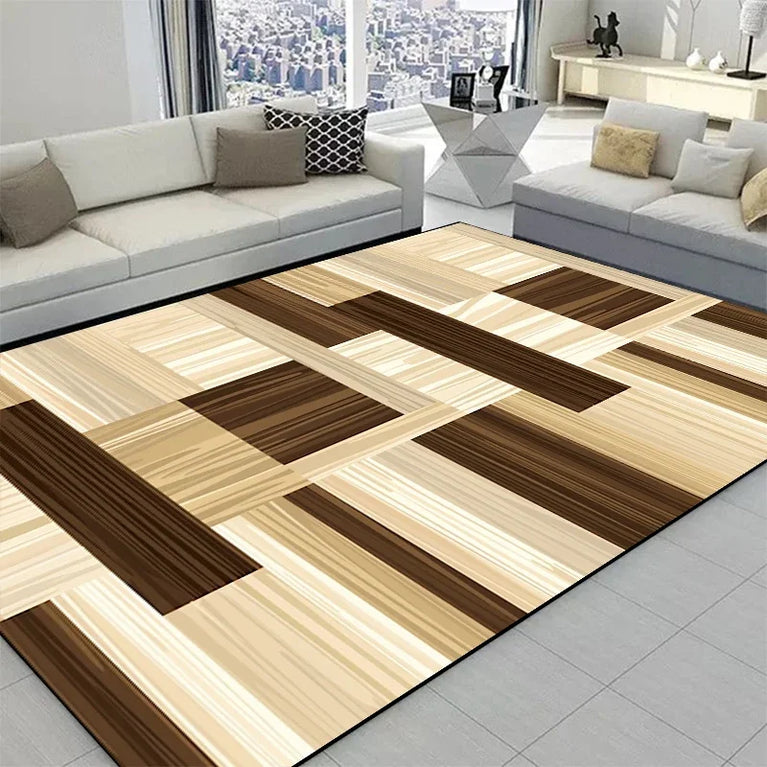 Minimalist Checkered Non-Slip Washable Area Rugs for Home Use