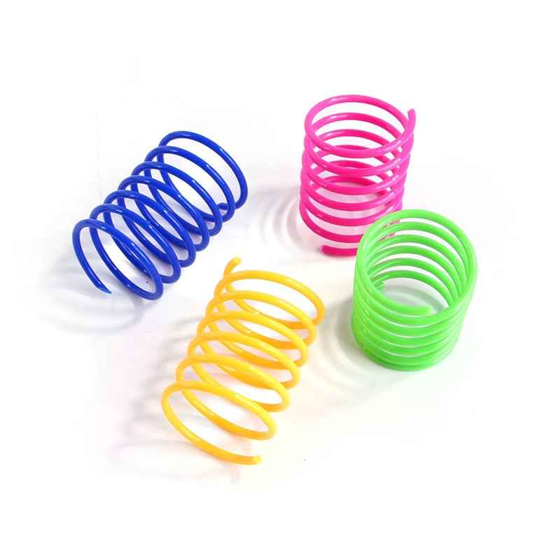 4PCS Colorful Plastic Spring Cat Toys Kitten Coil Spiral Bounce Interactive Pet Toy Set
