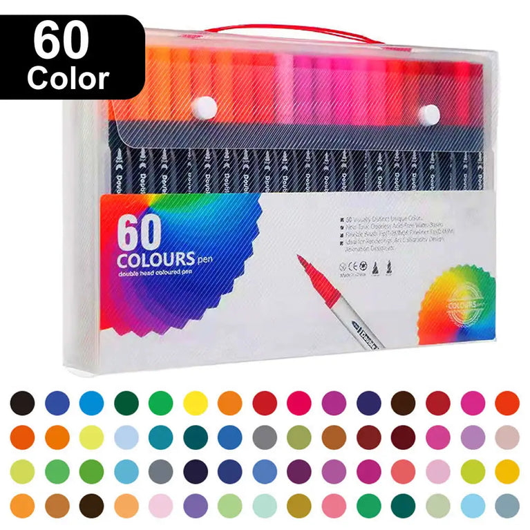 Double-Head Art Markers | Professional Drawing Brush Pen Set