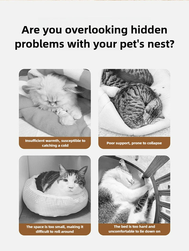 Winter Warm Knitted Cat Bed Cozy Tent Cat Heating Pad House