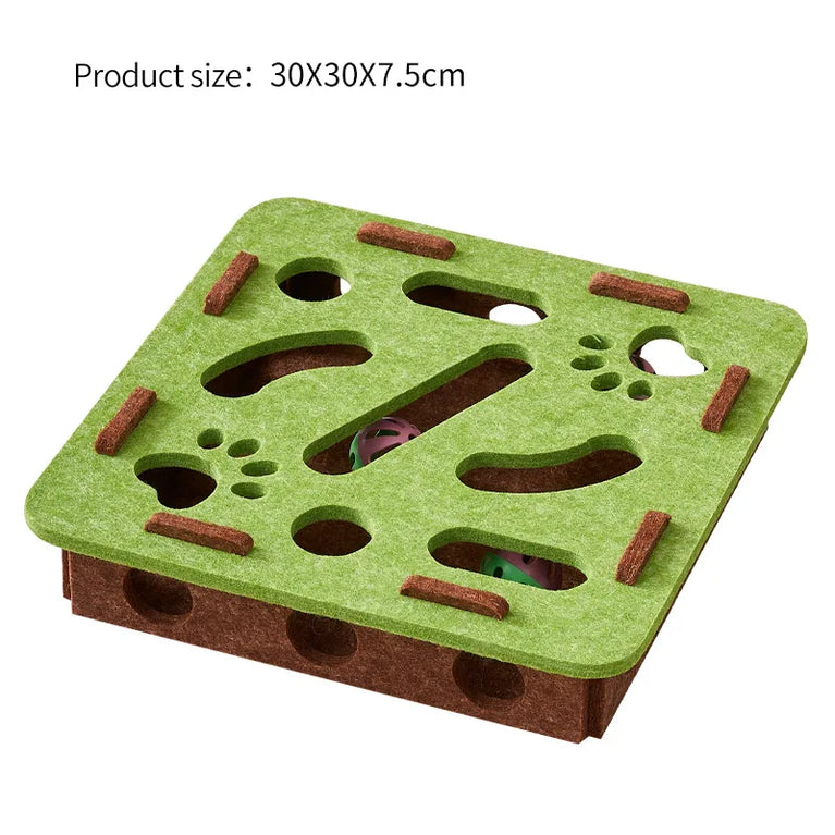 Interactive Cat Puzzle Felt Toy Box Maze Tunnel Bell Ball Indoor Cat Entertainment Toy Set