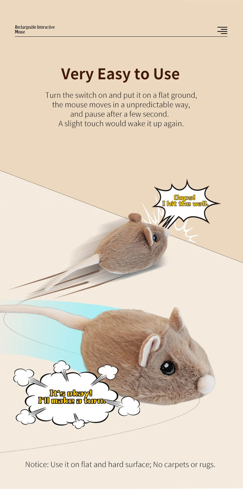 Electric Interactive Mouse Cat Toys Funny Plush Smart Movement Toy