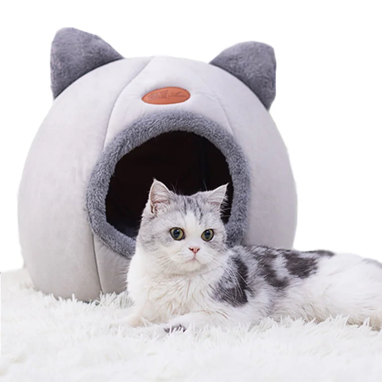 Deep Sleep Winter Cat Bed House Detachable Cozy Cave Nest