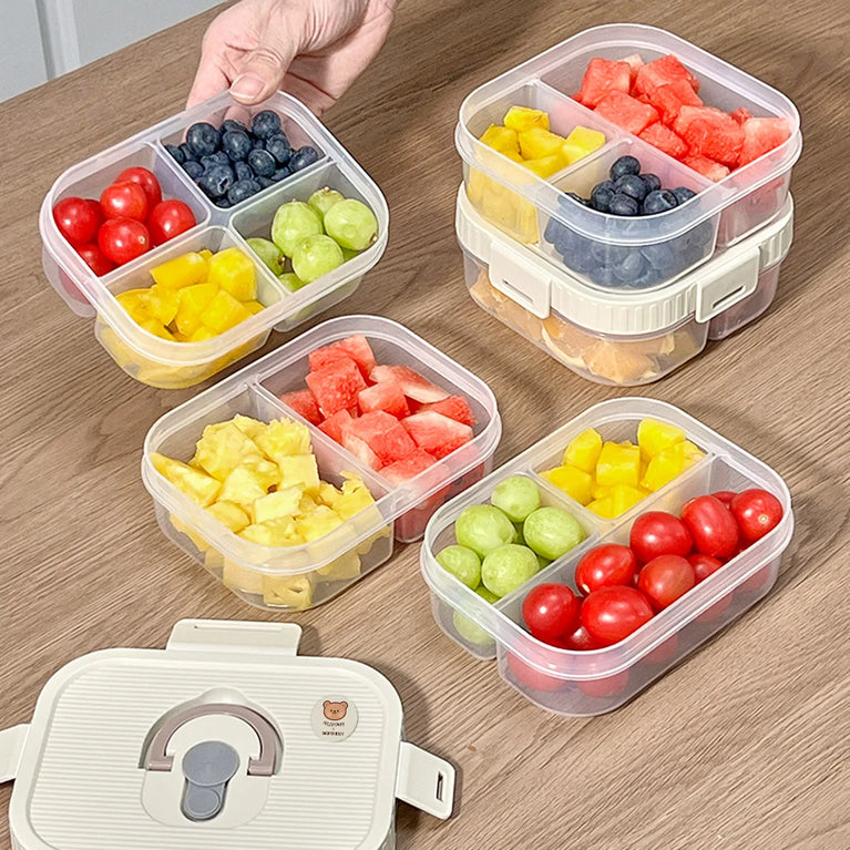 Portable Plastic Divided Lunch Box Kids Student School Picnic Sealed Microwave Bento Container