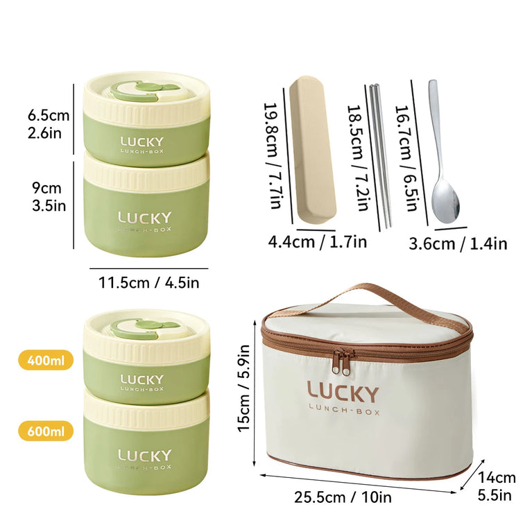 Bento Lunch Box Set Portable Keep Warm Insulated Stainless Steel Thermal Food Container Bag