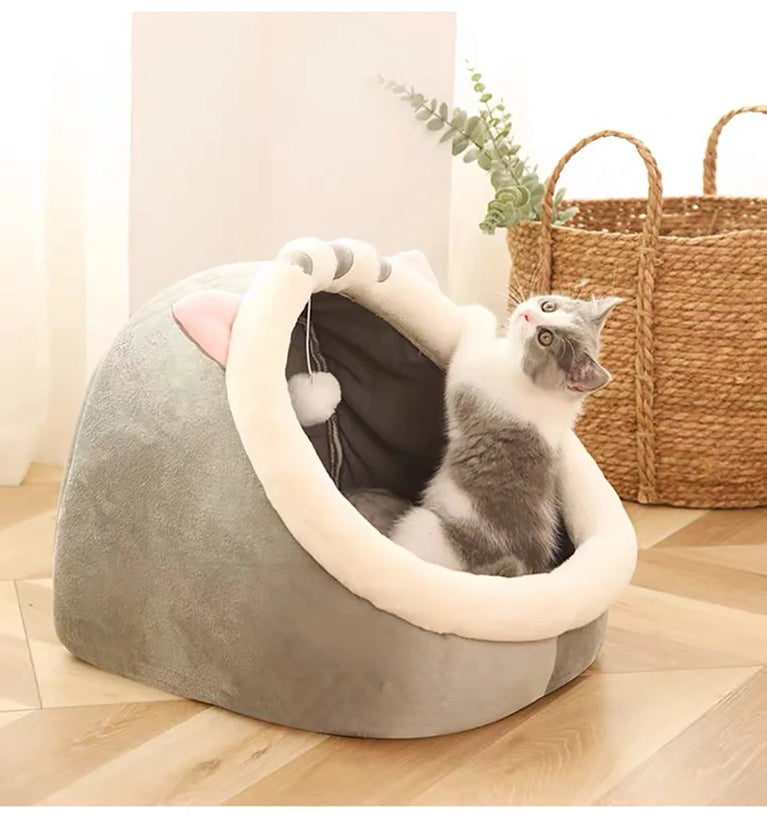 Deep Sleep Cat Cartoon Bed Cotton Cave Soft Foldable Washable Pet Bed House